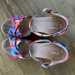 Toms Purple Oahu Strappy Wedge Sandals